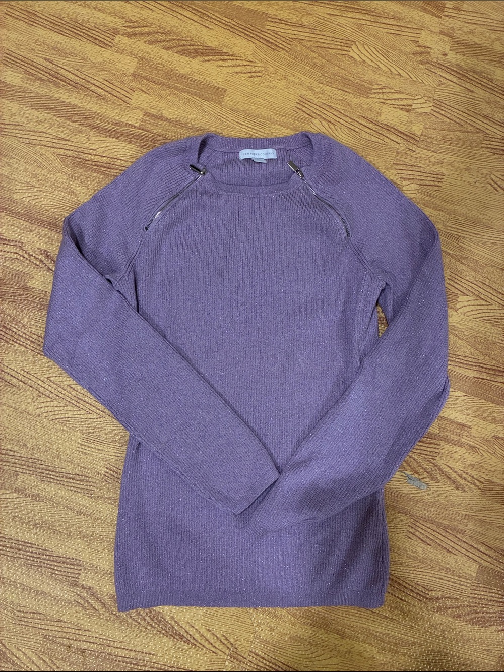 New York & Company Lavender Crew Neck Knit Sweater